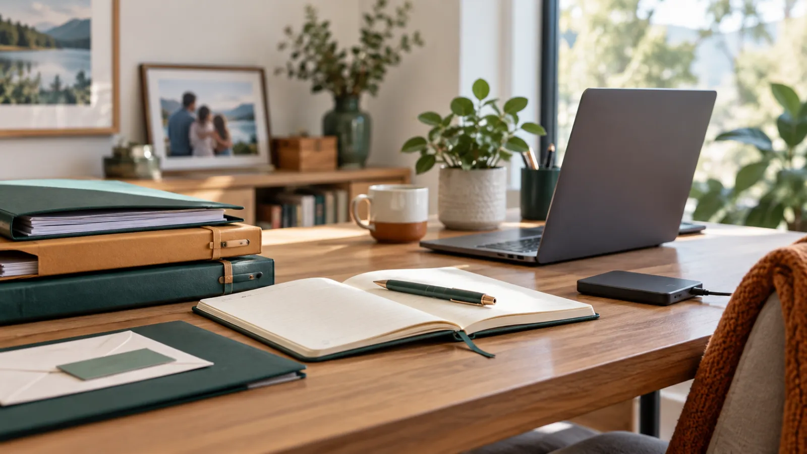 Documents administratifs et carnet sur un bureau