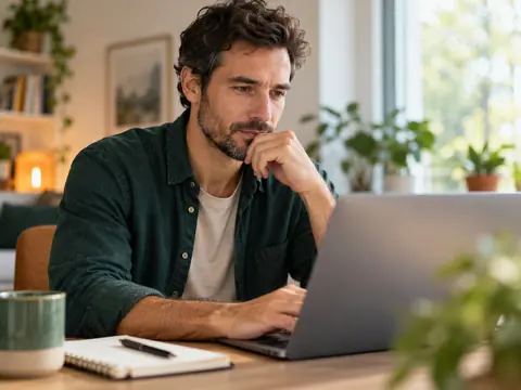 Personne prenant des notes devant son ordinateur pour comparer des antivirus gratuits