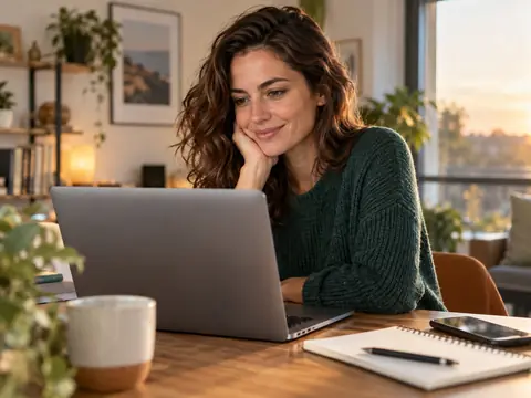 Personne consultant ses fichiers sur un ordinateur portable à son bureau