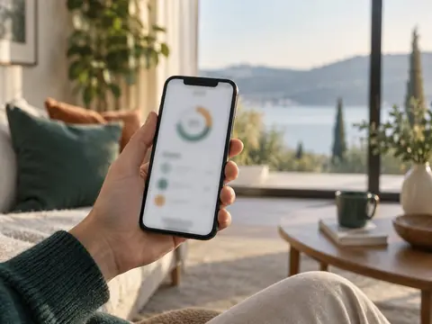 Smartphone tenu en main, écran de connexion illisible