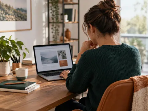 Personne assise devant un ordinateur portable dans un bureau