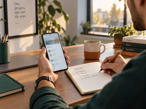 Adulte lançant une analyse antivirus sur son téléphone